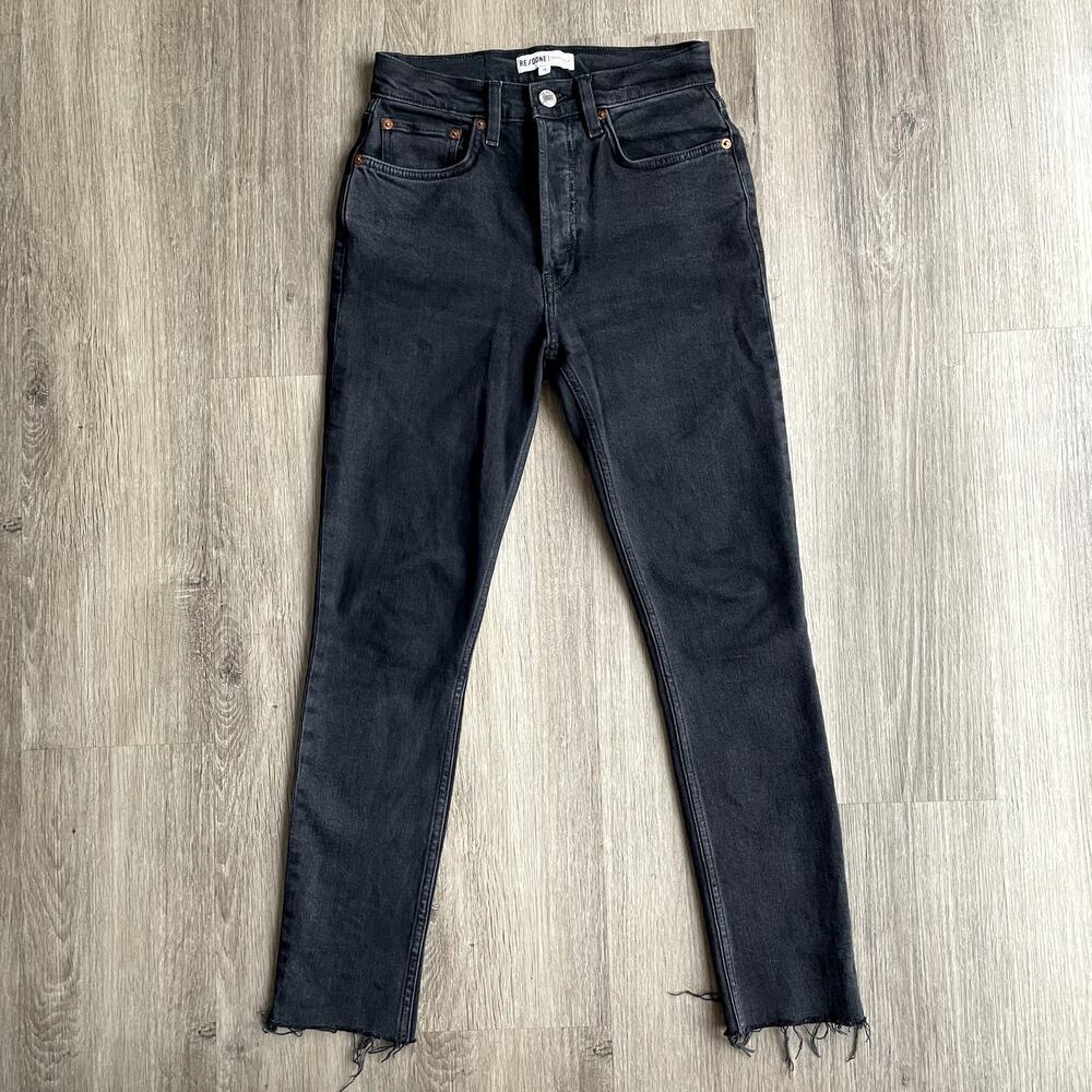 RE/DONE Originals High Rise Ankle Crop in Faded Black sz 26 - Picture 2 of 11